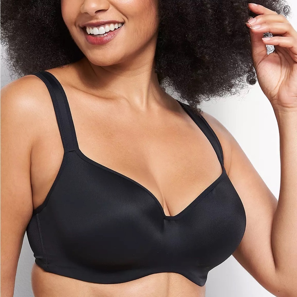 Cacique NEW Smooth Lightly Lined Balconette Bra Black Size 52DDD 52F Sexy